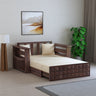 OSLO Solid Sheesham Wood Two Seater Sofa Cum Bed With Side Pocket - 3 Years Warranty