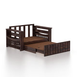 OSLO Solid Sheesham Wood Two Seater Sofa Cum Bed With Side Pocket - 3 Years Warranty
