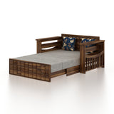 OSLO Solid Sheesham Wood 2 Seater Sofa Cum Bed With Headboard and Mini Storage - 3 Years Warranty