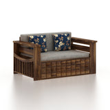 OSLO Solid Sheesham Wood 2 Seater Sofa Cum Bed With Headboard and Mini Storage - 3 Years Warranty