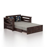 OSLO Solid Sheesham Wood 2 Seater Sofa Cum Bed With Headboard and Mini Storage - 3 Years Warranty