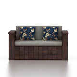 OSLO Solid Sheesham Wood 2 Seater Sofa Cum Bed With Headboard and Mini Storage - 3 Years Warranty