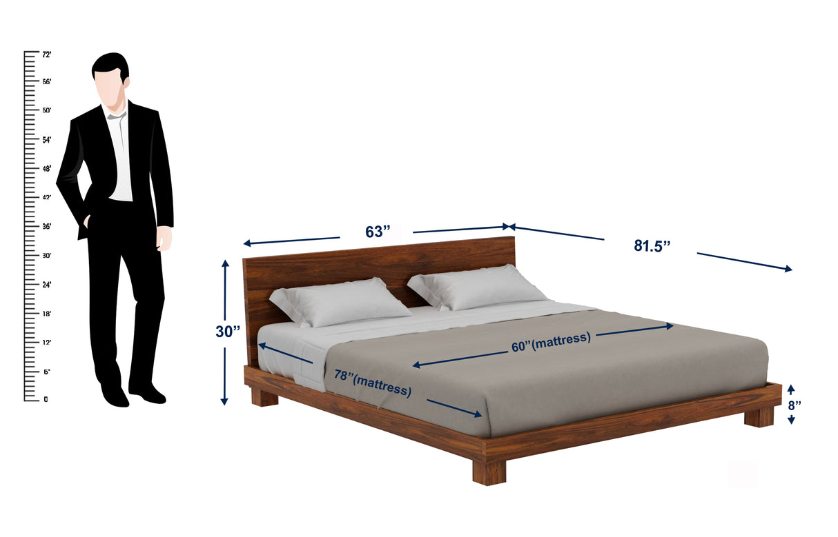 Mark Solid Sheesham Wood Platform Bed - 3 Years Warranty