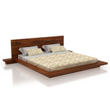 Lurid Solid Sheesham Wood Low Height Platform Bed with bedsides - 3 years Warranty