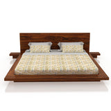 Lurid Solid Sheesham Wood Low Height Platform Bed with bedsides - 3 years Warranty