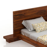Lurid Solid Sheesham Wood Low Height Platform Bed with bedsides - 3 years Warranty