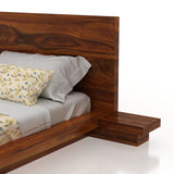 Lurid Solid Sheesham Wood Low Height Platform Bed with bedsides - 3 years Warranty