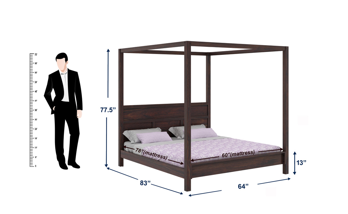 Rayon Grand Poster Solid Sheesham Wood Bed - 3 Years Warranty