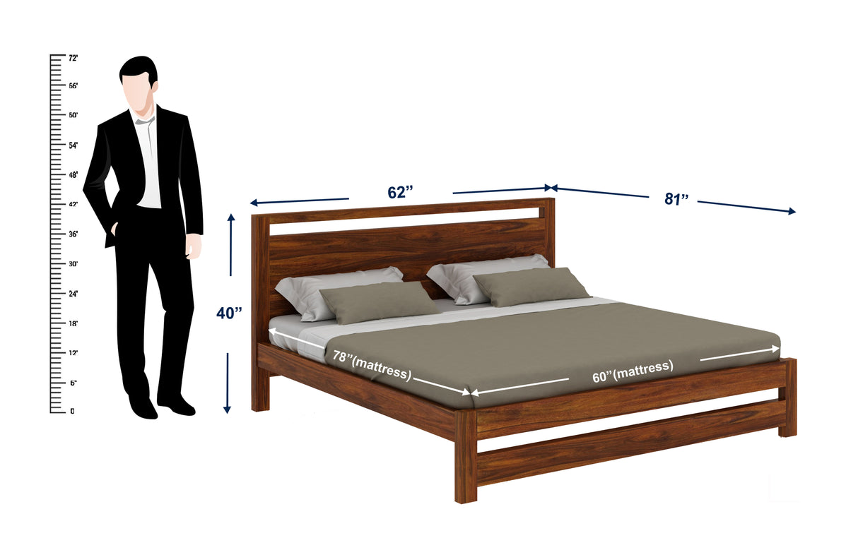 Jaipur Solid Wood Bed Without Storage - 3 Years Warranty