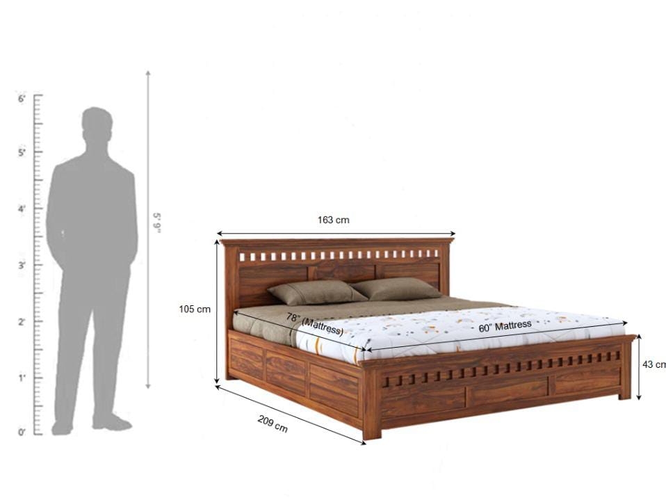 Armania Solid Sheesham Wood Hydraulic Storage Bed - 3 Years Warranty