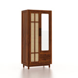 Robuston Solid Sheesham Wood Wardrobe With Two Doors, Mirror and Two Drawers - 3-Year