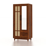 Robuston Solid Sheesham Wood Wardrobe With Two Doors, Mirror and Two Drawers - 3-Year
