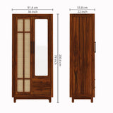Robuston Solid Sheesham Wood Wardrobe With Two Doors, Mirror and Two Drawers - 3-Year