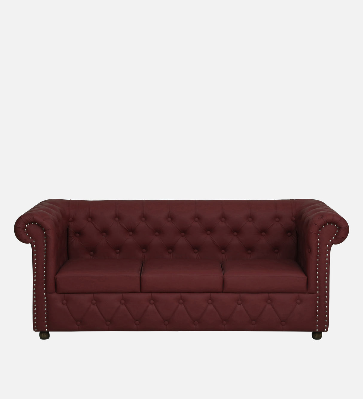 RAJ Three Seater Upholstered Sofa Leatherette - 12 Months Warranty - MAROON
