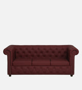 RAJ Three Seater Upholstered Sofa Leatherette - 12 Months Warranty - MAROON