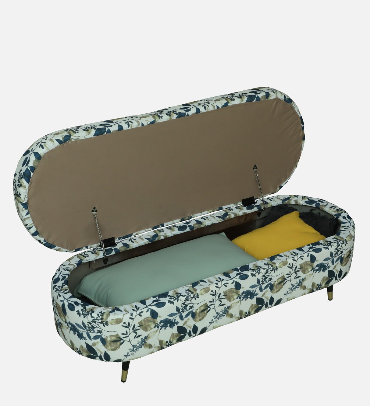 RYKER Upholstered Ottoman Bench With Storage - 12 Months Warranty(Floral)