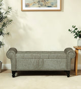 FABRIO Upholstered Ottoman Bench With Storage - 12 Months Warranty(Beige Suede)