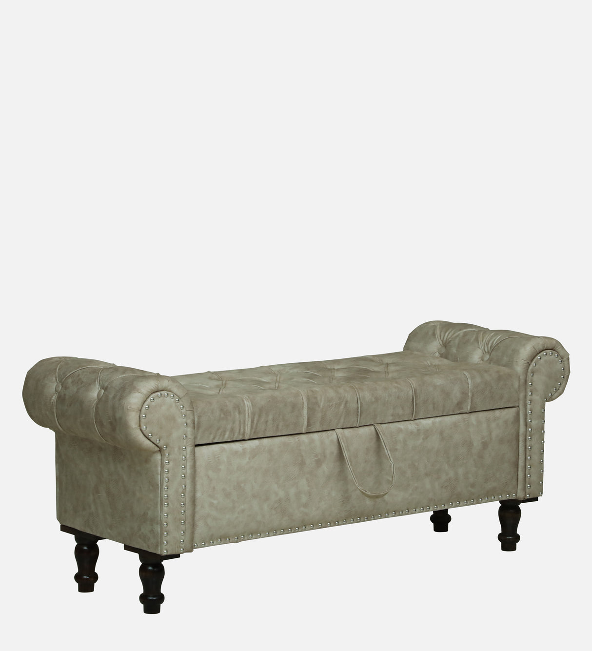 FABRIO Upholstered Ottoman Bench With Storage - 12 Months Warranty(Beige Suede)