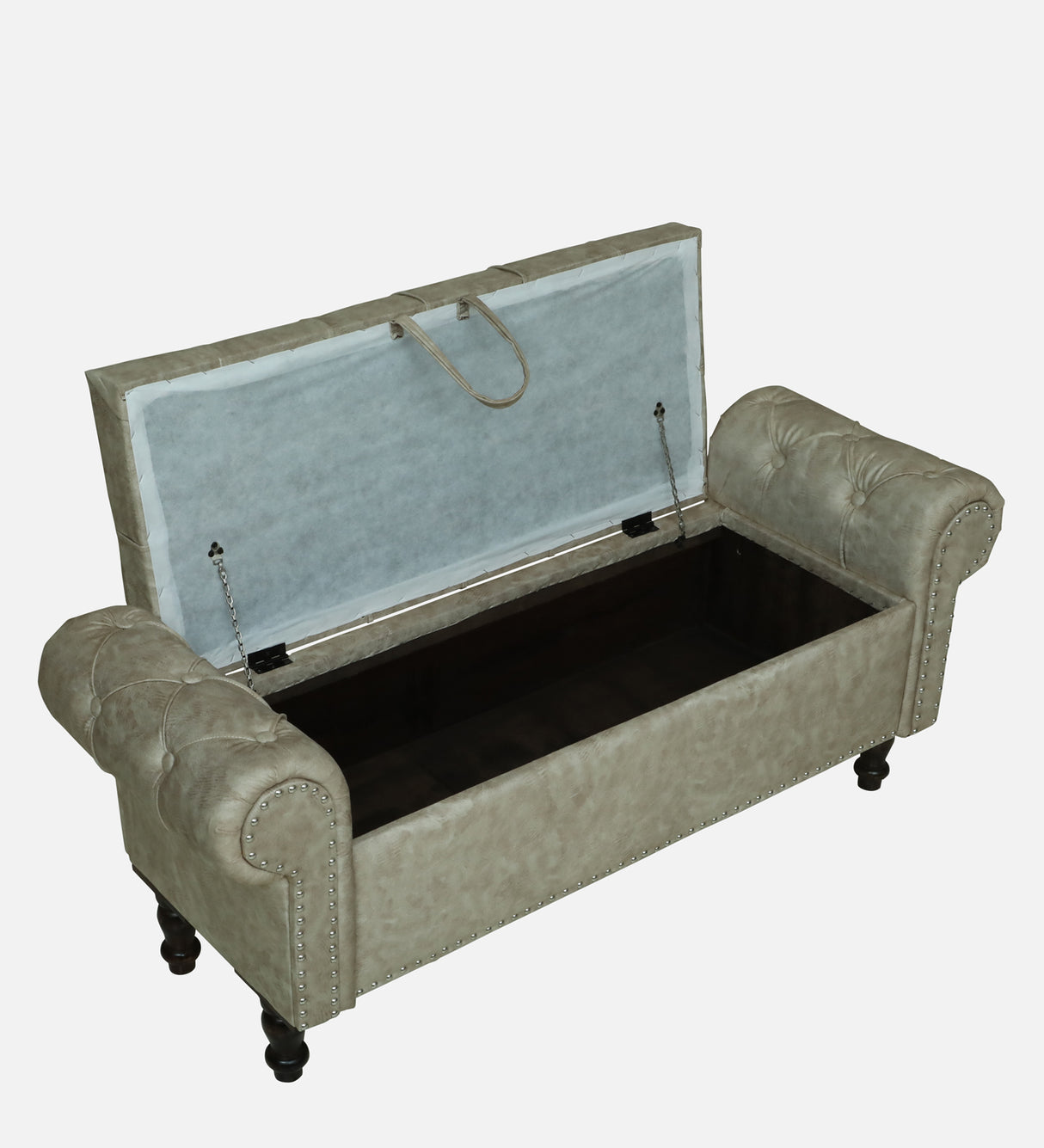 FABRIO Upholstered Ottoman Bench With Storage - 12 Months Warranty(Beige Suede)