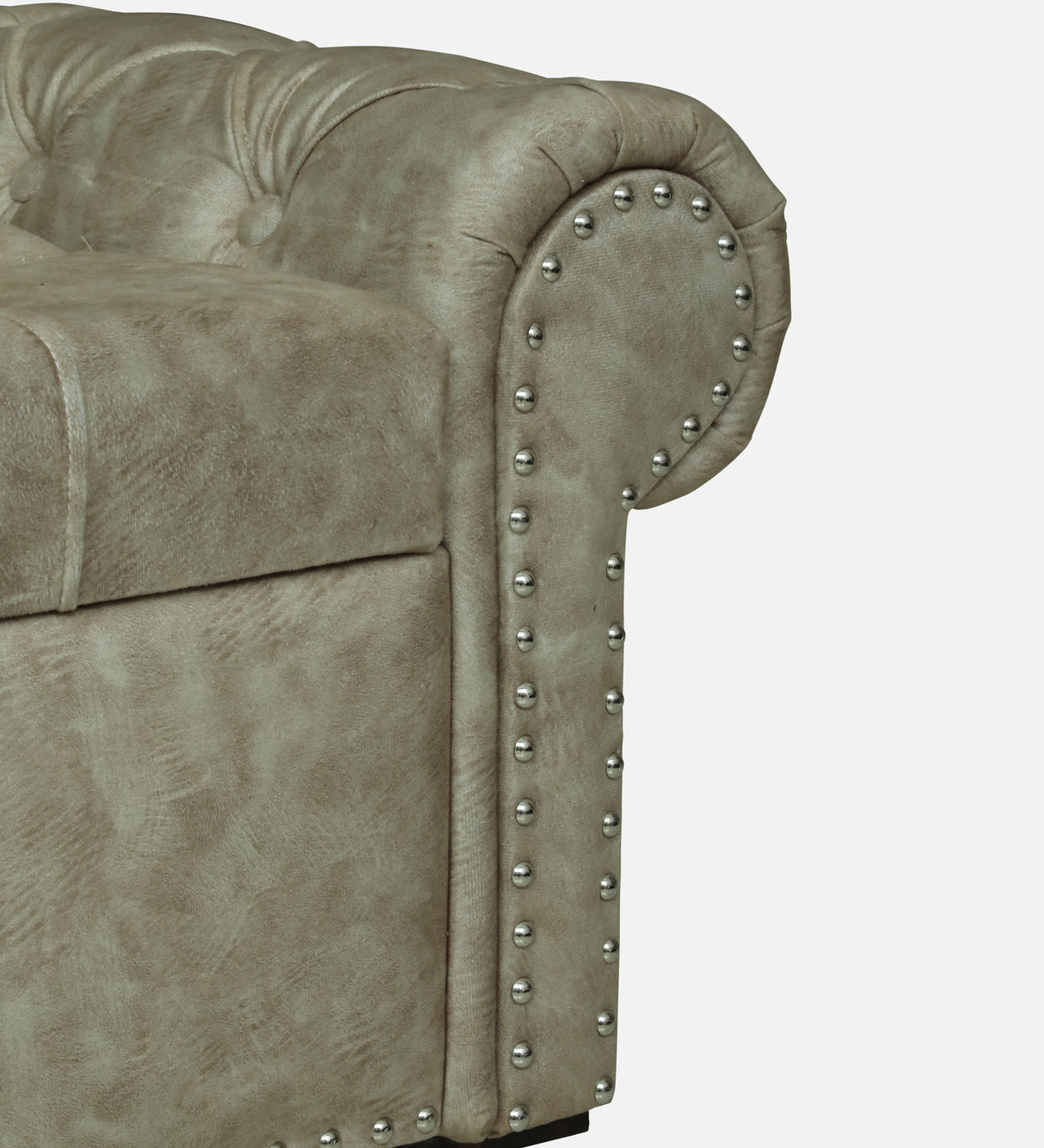 FABRIO Upholstered Ottoman Bench With Storage - 12 Months Warranty(Beige Suede)