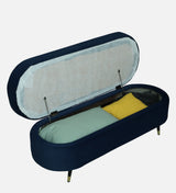 RYKER Upholstered Ottoman Bench With Storage - 12 Months Warranty(Navy Blue)