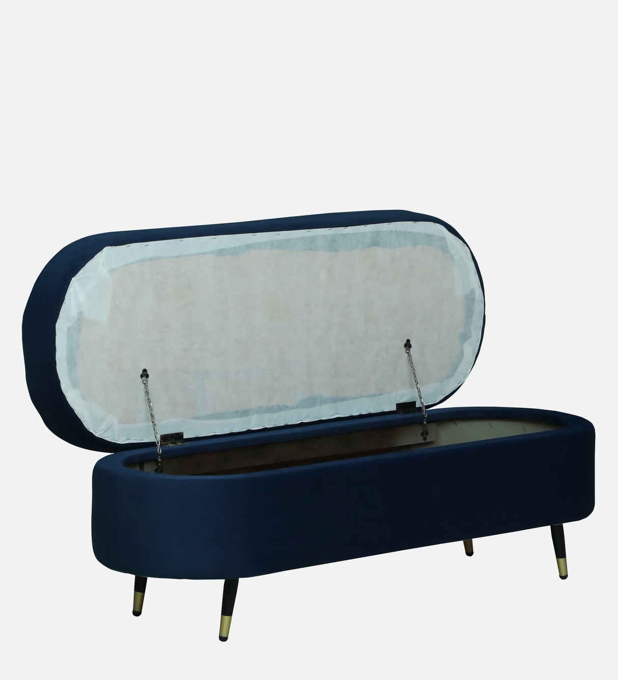 RYKER Upholstered Ottoman Bench With Storage - 12 Months Warranty(Navy Blue)