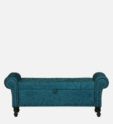 FABRIO Upholstered Ottoman Bench With Storage - 12 Months Warranty(Blue Suede)