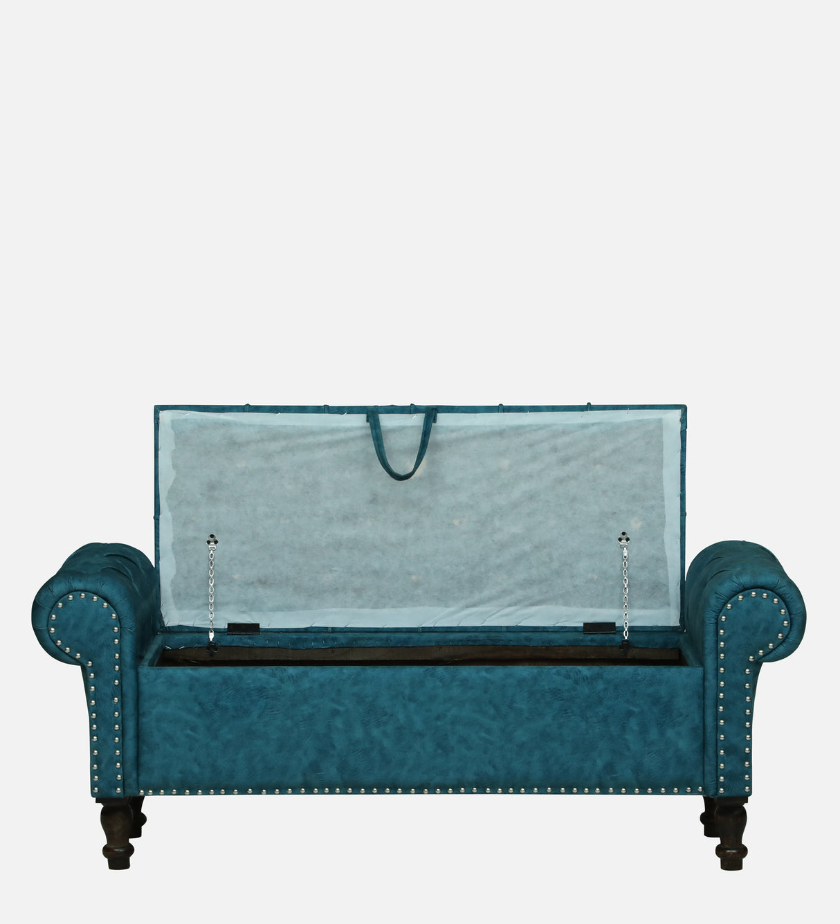 FABRIO Upholstered Ottoman Bench With Storage - 12 Months Warranty(Blue Suede)