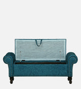 FABRIO Upholstered Ottoman Bench With Storage - 12 Months Warranty(Blue Suede)