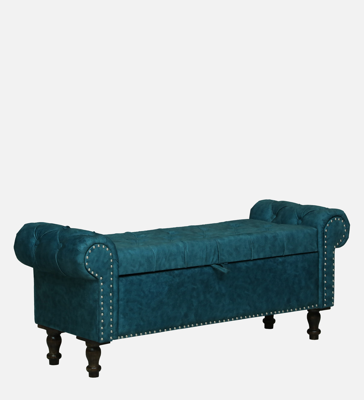 FABRIO Upholstered Ottoman Bench With Storage - 12 Months Warranty(Blue Suede)