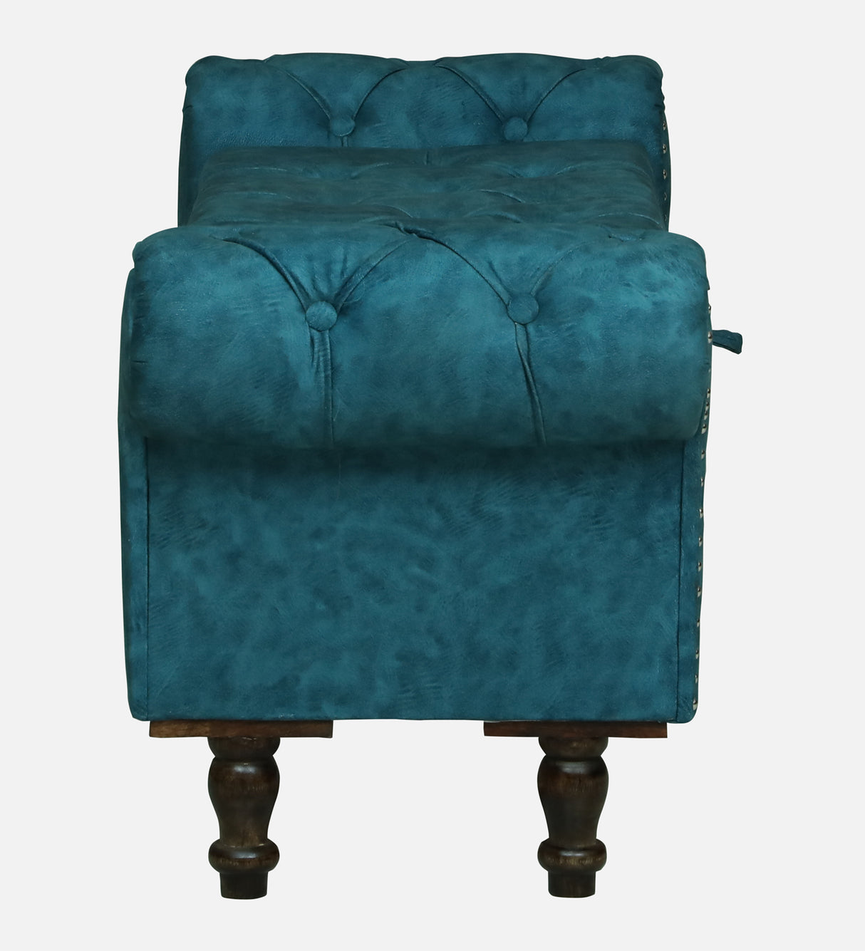 FABRIO Upholstered Ottoman Bench With Storage - 12 Months Warranty(Blue Suede)