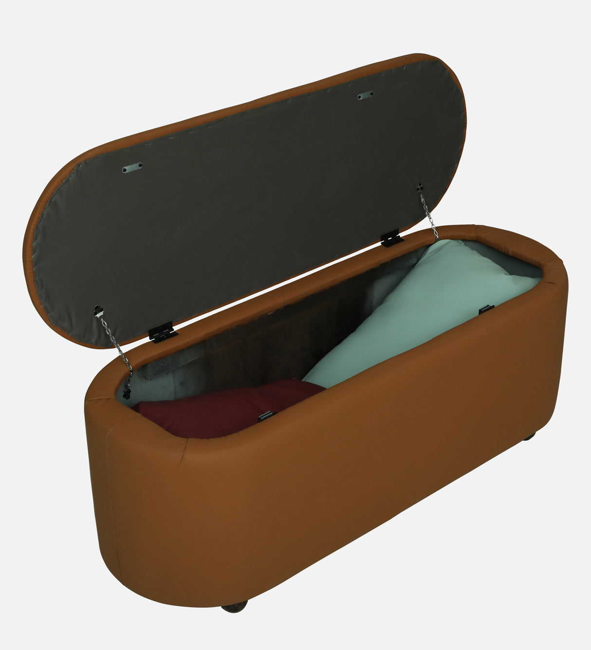 ROMAN Upholstered Ottoman Bench With Storage - 12 Months Warranty(Camel Brown)