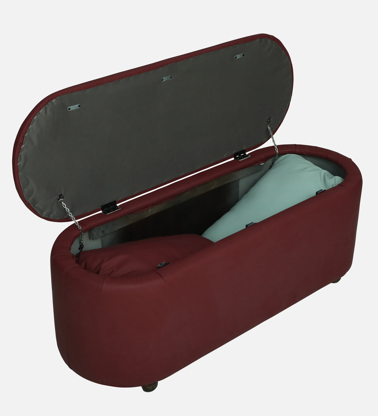 ROMAN Upholstered Ottoman Bench With Storage - 12 Months Warranty(Wine)