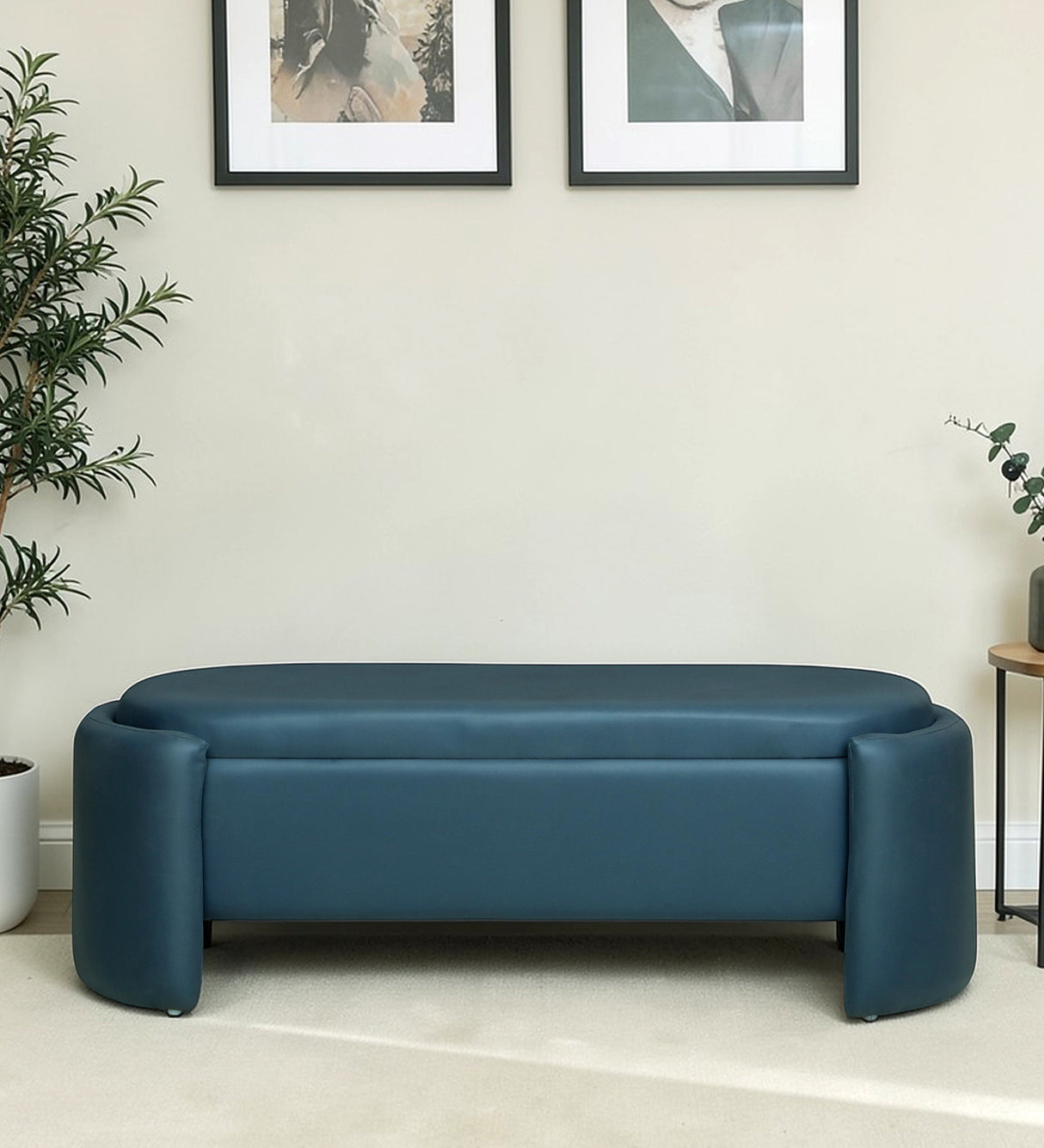 LOUISE Upholstered Ottoman Bench With Storage - 12 Months Warranty(Teal Blue)