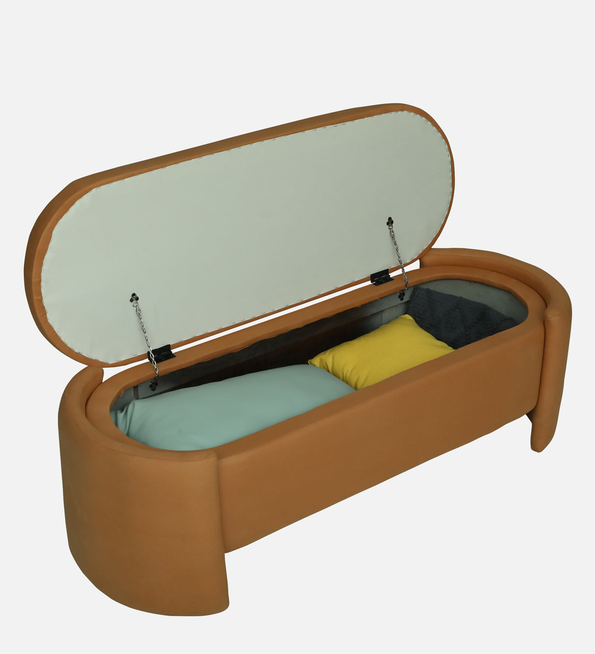 LOUISE Upholstered Ottoman Bench With Storage - 12 Months Warranty(SAFFRON)