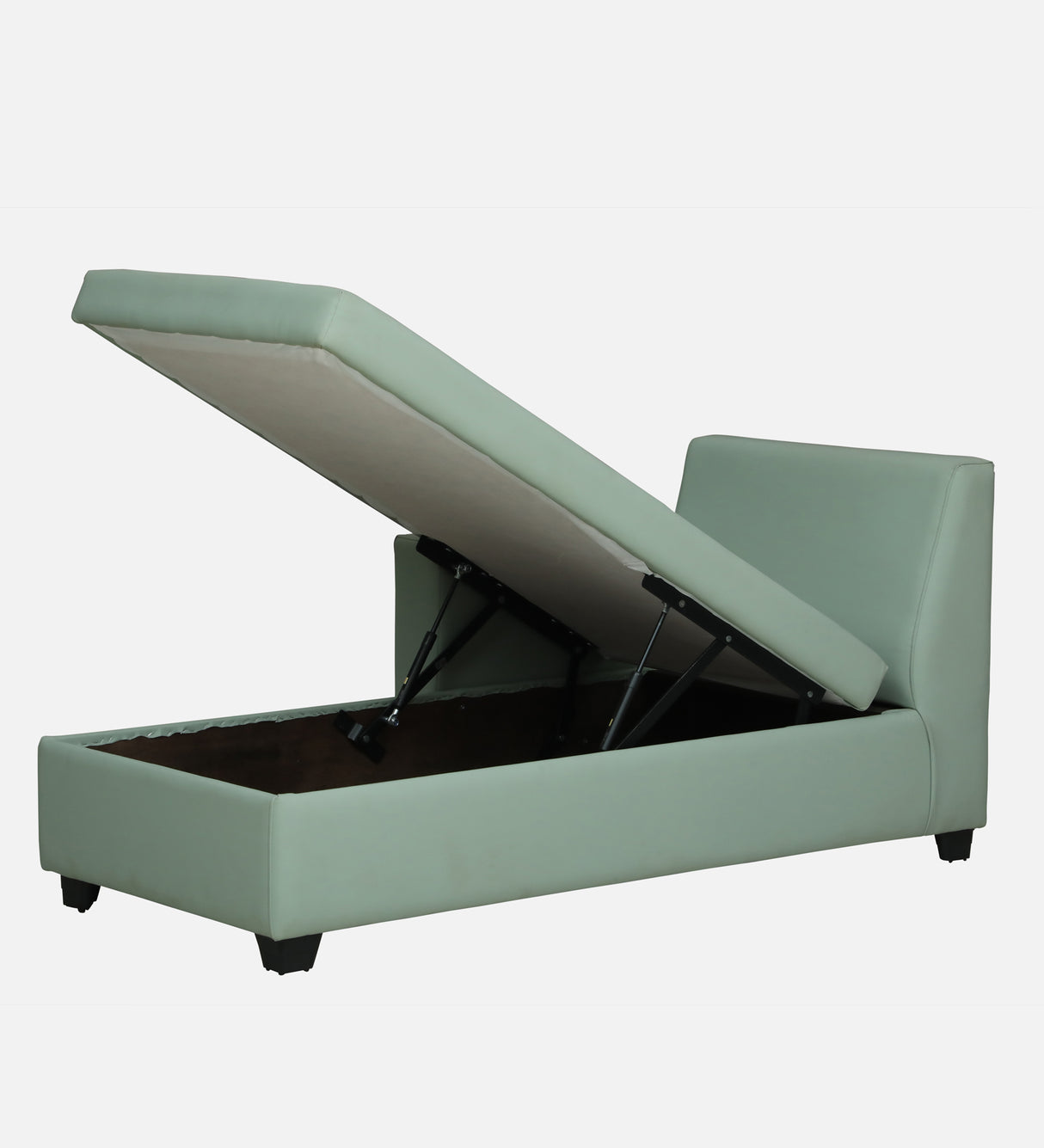 Mayor Leatherette Fabric LHS Lounger With Hydraulic Storage In Oasis Color