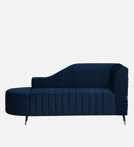 Victoria Velvet Fabric LHS Lounger In Navy Blue Color