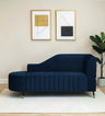 Victoria Velvet Fabric LHS Lounger In Navy Blue Color