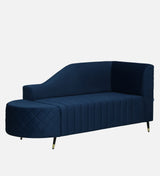 Victoria Velvet Fabric LHS Lounger In Navy Blue Color