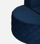 Victoria Velvet Fabric LHS Lounger In Navy Blue Color