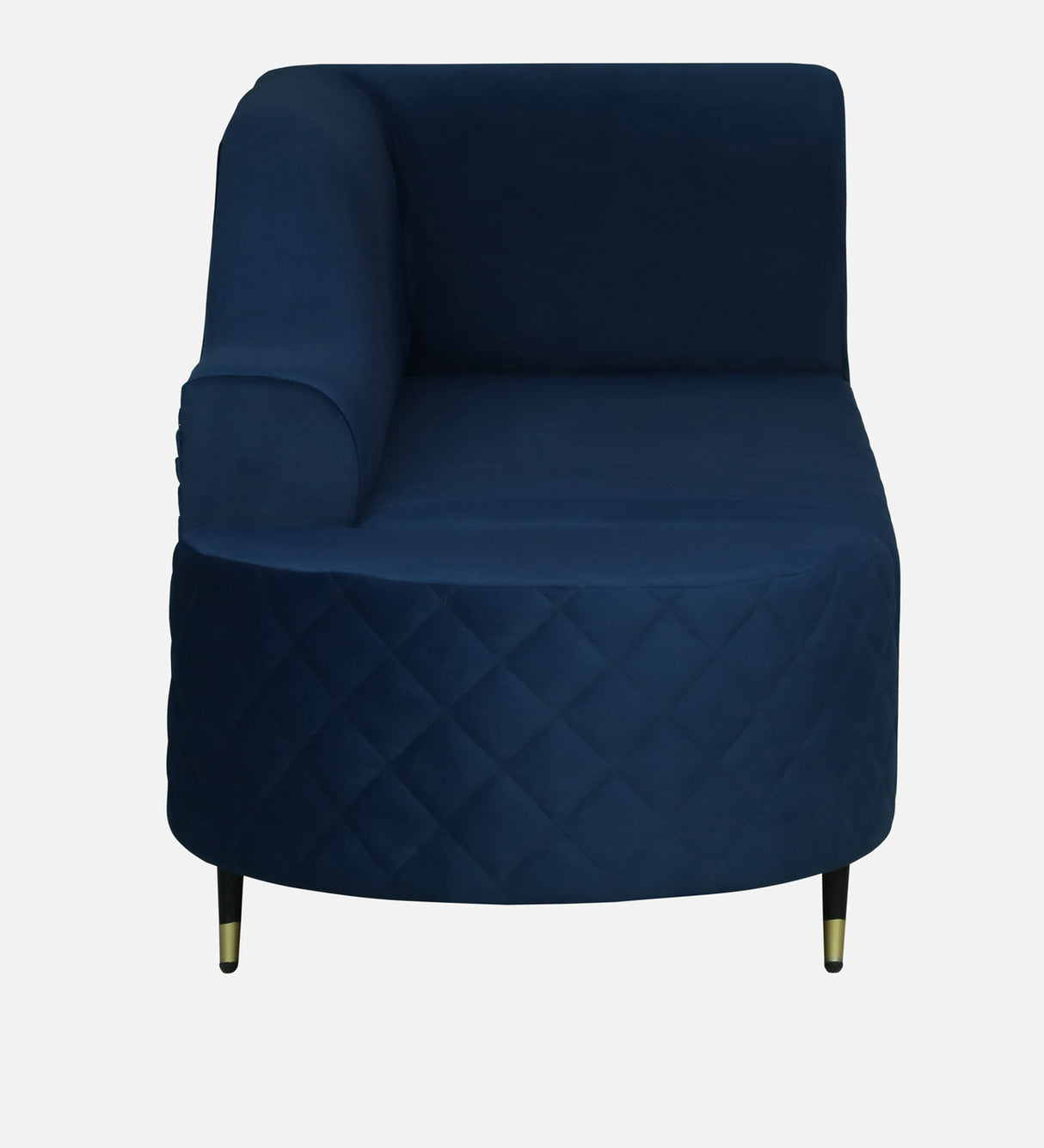 Victoria Velvet Fabric LHS Lounger In Navy Blue Color