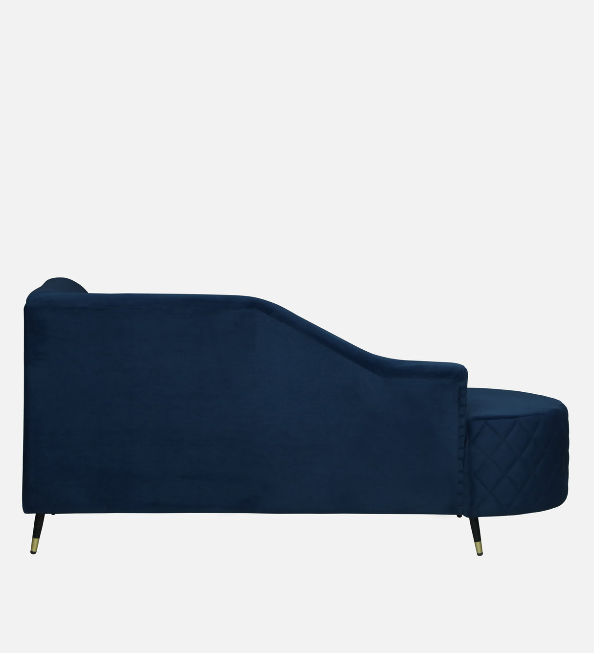 Victoria Velvet Fabric LHS Lounger In Navy Blue Color