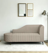 Victoria Velvet Fabric LHS Lounger In Cream Color