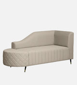 Victoria Velvet Fabric LHS Lounger In Cream Color