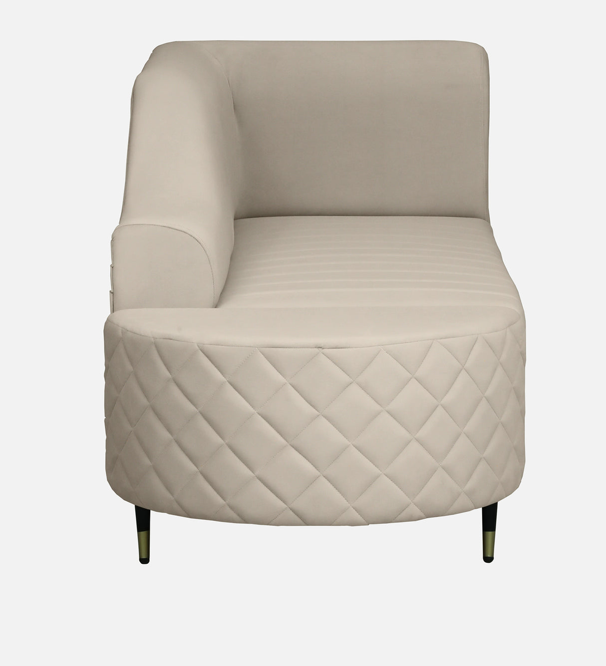 Victoria Velvet Fabric LHS Lounger In Cream Color