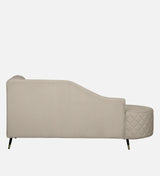 Victoria Velvet Fabric LHS Lounger In Cream Color