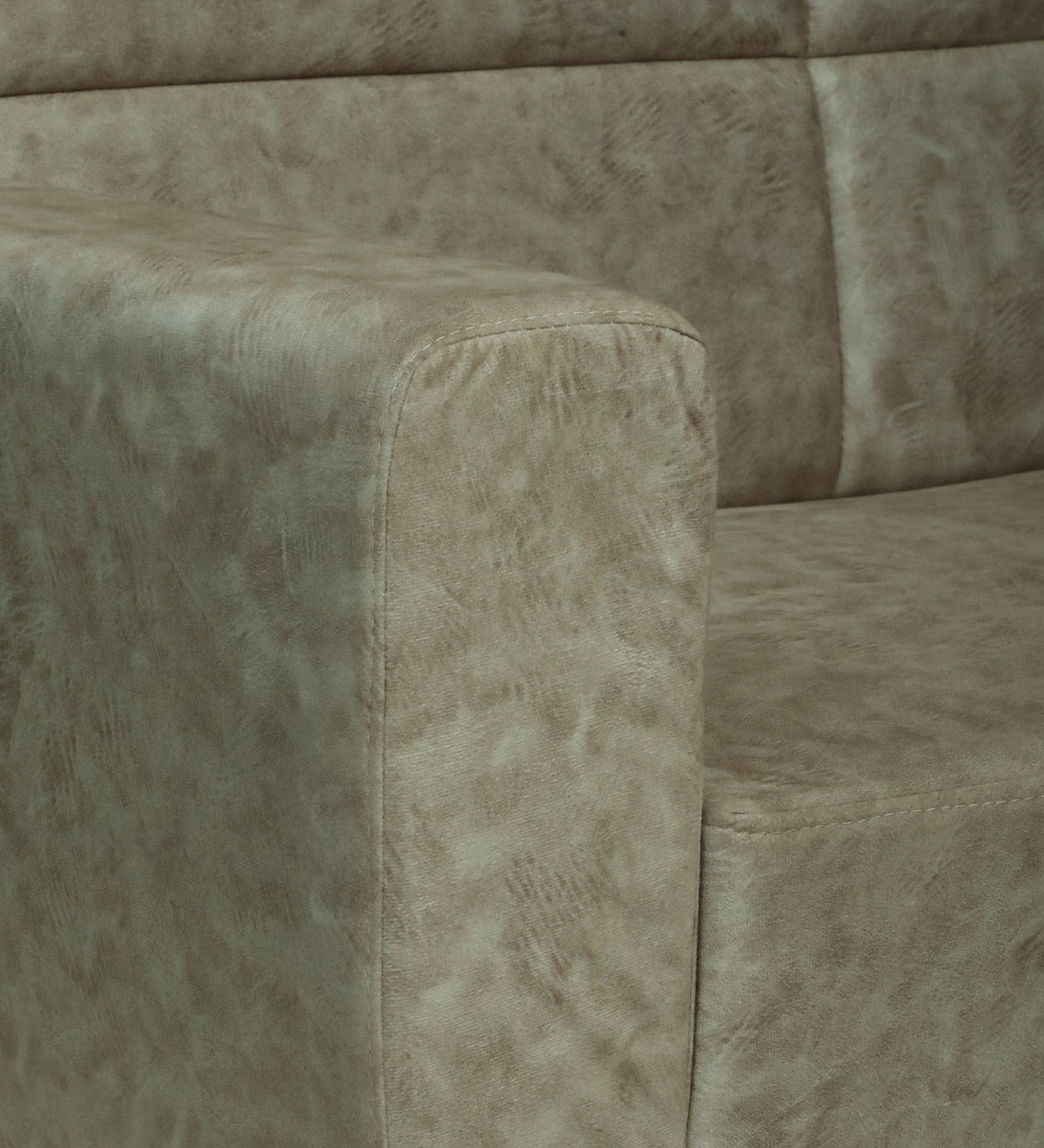 Roman Three Seater Upholstered Sofa Velvet - 12 Months Warranty - Beige Suede