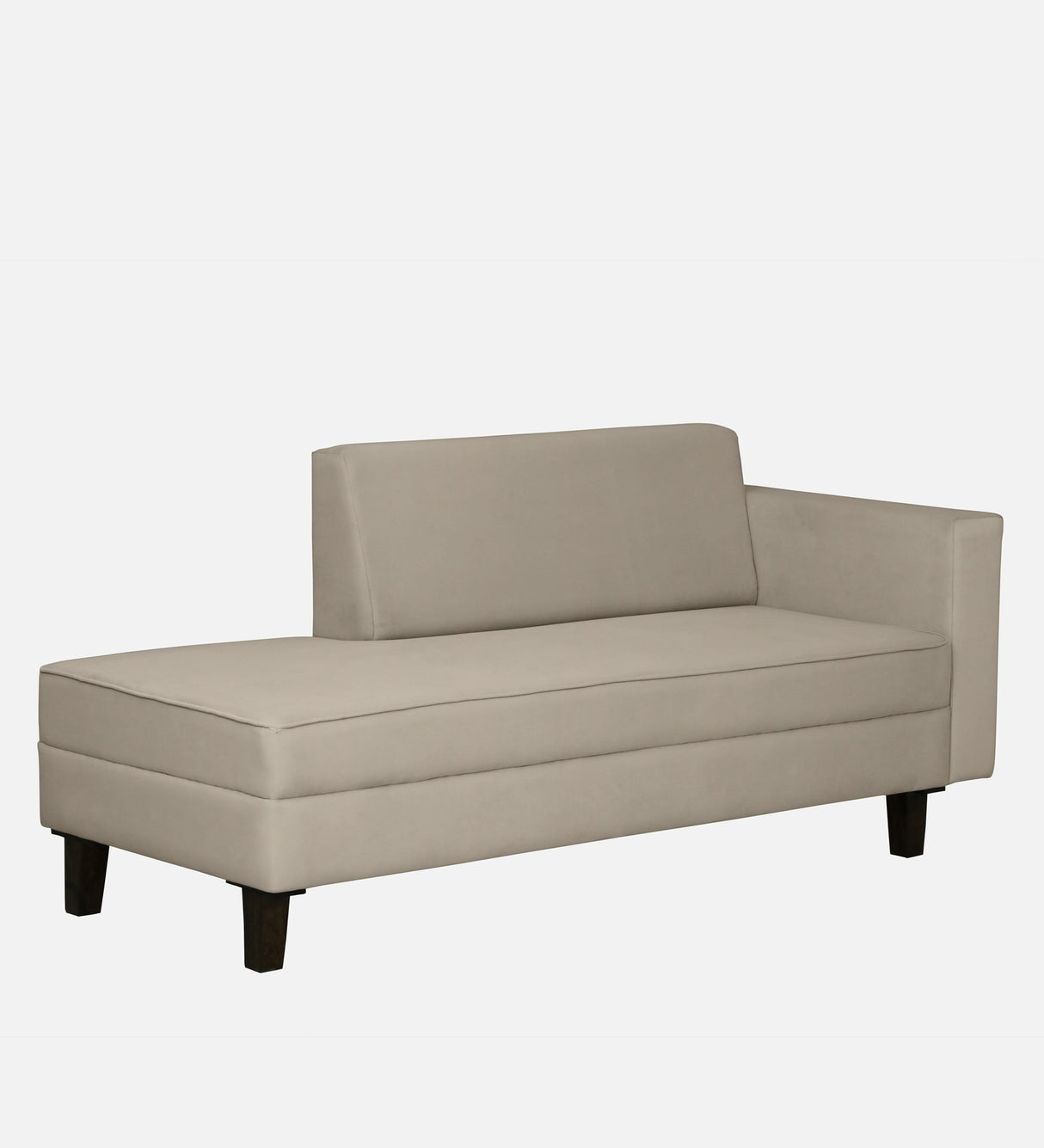 Venus Velvet Fabric LHS Lounger In Cream Color