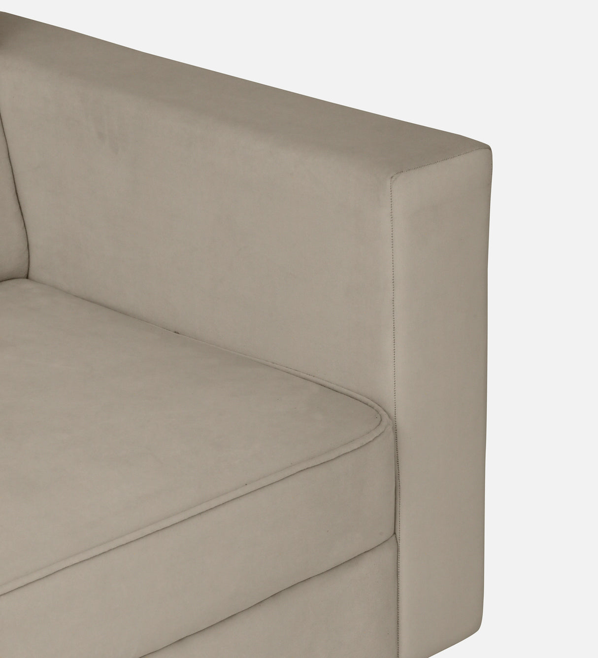 Venus Velvet Fabric LHS Lounger In Cream Color