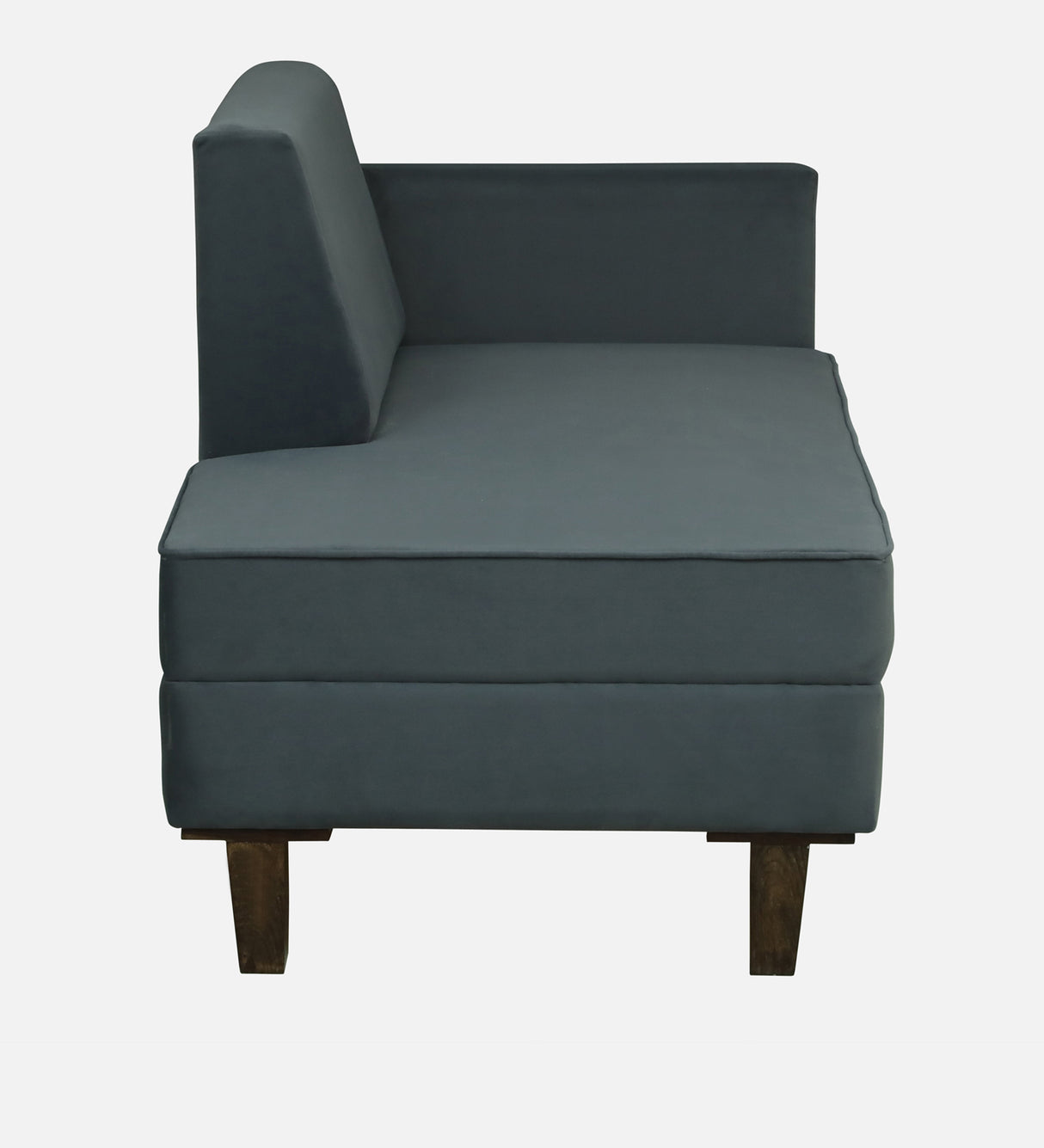 Venus Velvet Fabric LHS Lounger In Grey Color